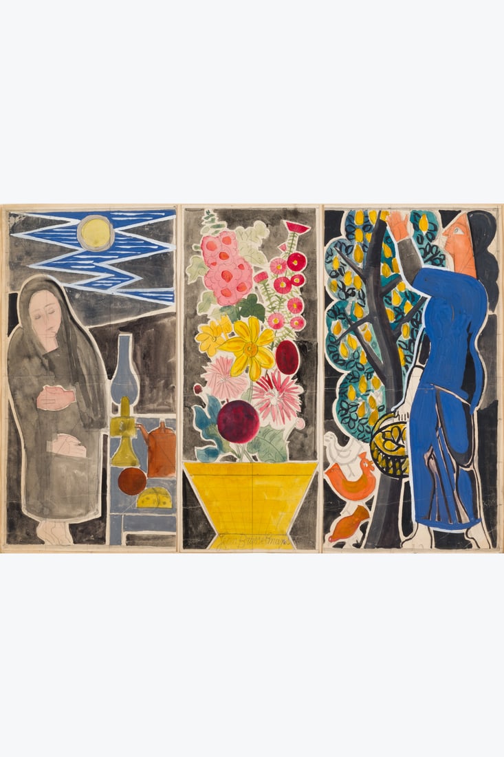 Jean Brusselmans (1884–1953) Triptych, untitled, c. 1952 Watercolor and pencil on paper (1 of 1)
