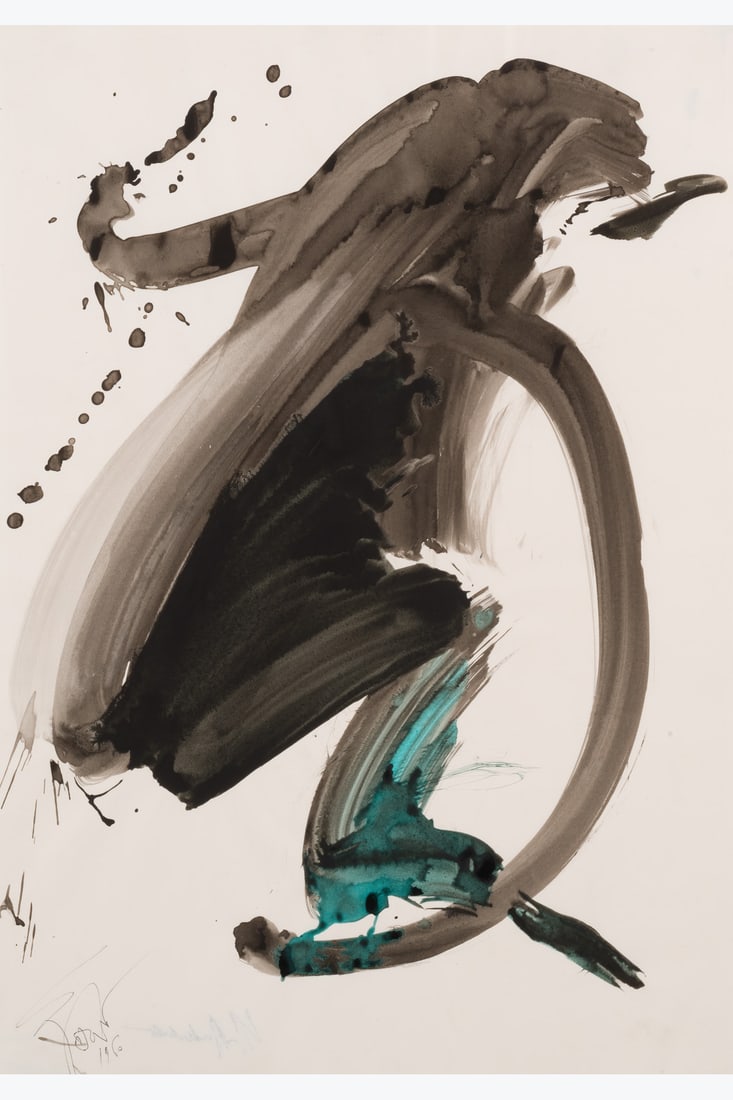 x Englebert Van Anderlecht (1918–1961) Untitled, 1960 Ink, ink wash, and watercolor on paper: x Englebert Van Anderlecht (1918–1961) Untitled, 1960 Ink, ink wash, and watercolor on paper Signed and dated lower left Trace of the signature stamp visible on the reverse through 59.5×41.