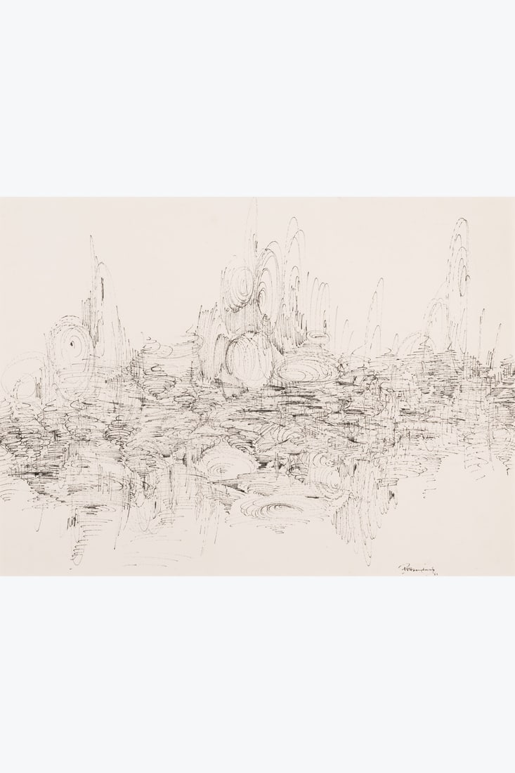 x Paul Van Hoeydonck (1925–2025) Untitled, 1961 Ink on paper Signed and dated lower right: x Paul Van Hoeydonck (1925–2025) Untitled, 1961 Ink on paper Signed and dated lower right 53×70.5 cm Provenance: - Former collection of Hans and Käthi Liechti - Private collection,