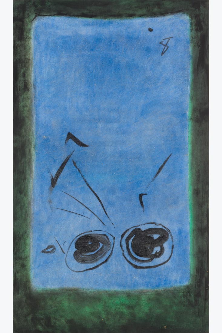 x René Guiette (1893–1976) Untitled, 1965 Watercolour and sand on paper mounted on panel (1 of 1)