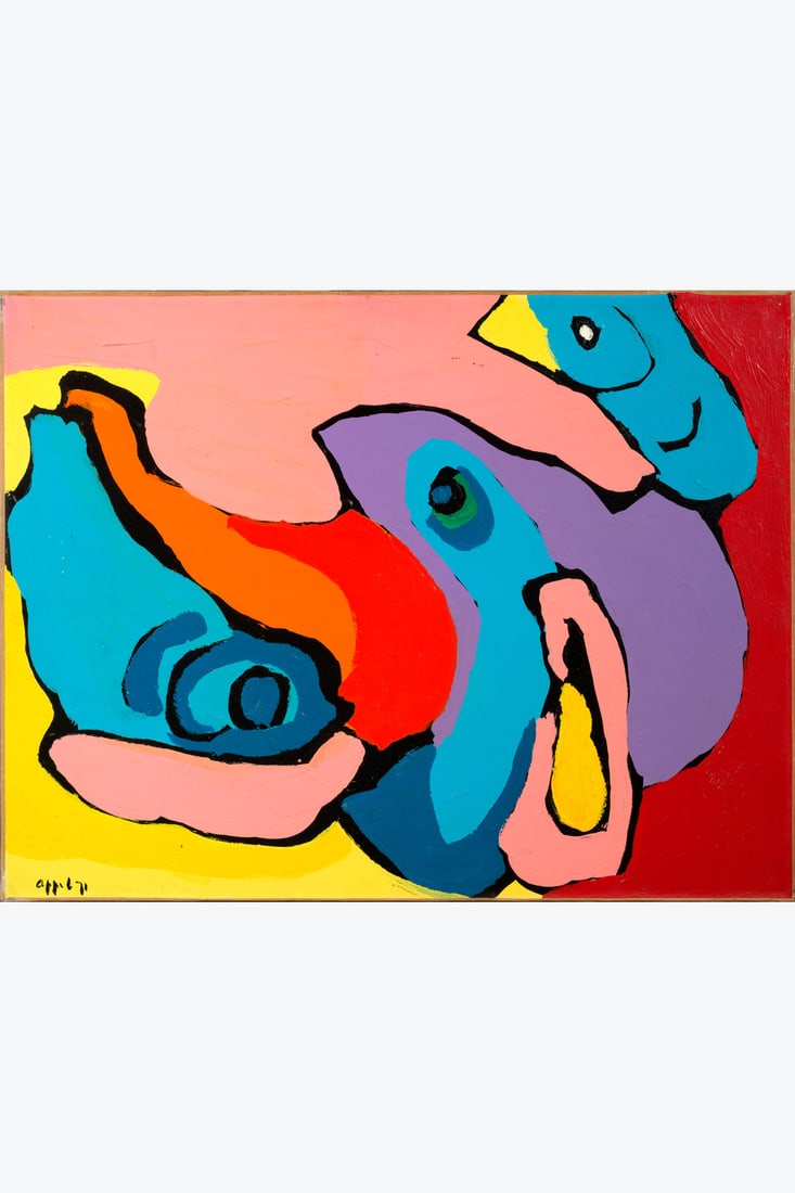 Karel Appel (1921–2006) Blue Bird, 1971 Acrylic on paper mounted on canvas Signed and dated: Karel Appel (1921–2006) Blue Bird, 1971 Acrylic on paper mounted on canvas Signed and dated lower left 58 x 75.6 cm