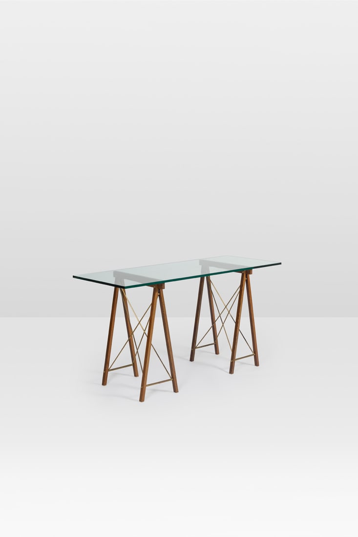 Jules Wabbes (1919-1974) Console-table with trestles (1 of 2)