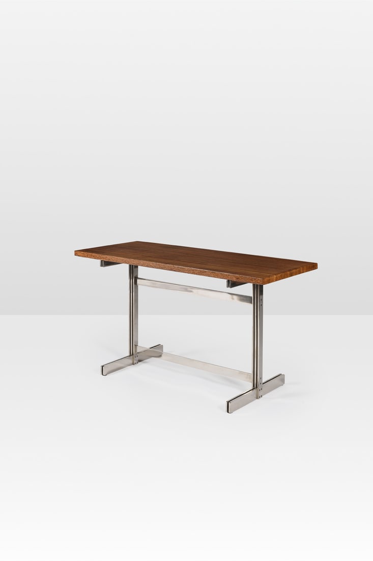 Jules Wabbes (1914-1974) Console-table: Jules Wabbes (1914-1974) Console-table Solid wenge and chromed steel Model created circa 1965 H 75,5 × L 140 × W 59,5 cm
