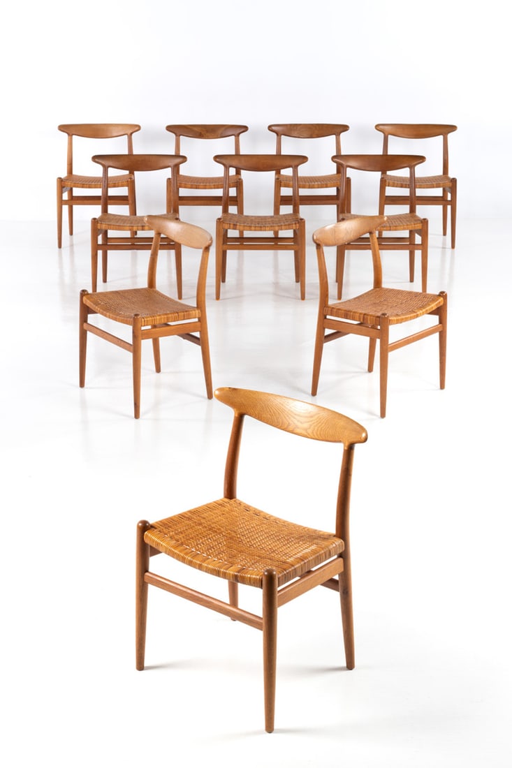 Hans J. Wegner (1914-2007) Set of ten chairs - Model W2 (1 of 1)