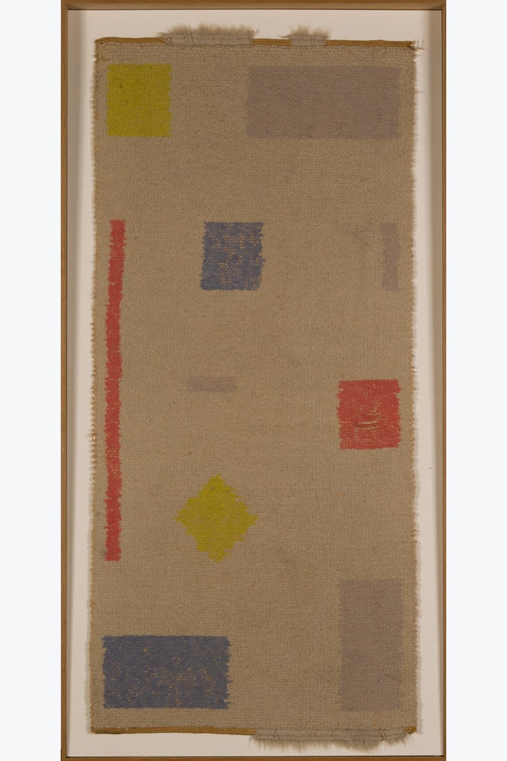 Bart van der Leck (1876-1958) Double-sided carpet: Bart van der Leck (1876-1958) Double-sided carpet Machine-woven wool Edited by Metz & Co. Model created between 1937 and 1951 120 × 56 cm (Framed: H 131 × L 66,5 cm) Bibliography: Metz &