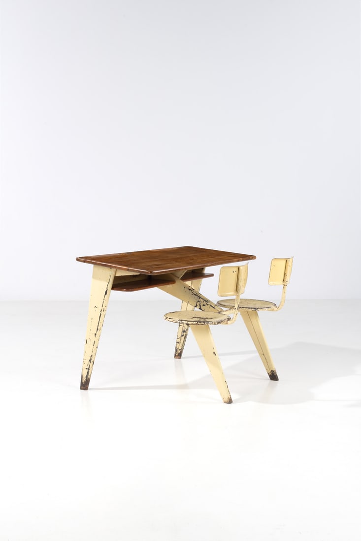 Jean Prouvé (1901-1984) Double school desk - Model PP1 (1 of 2)