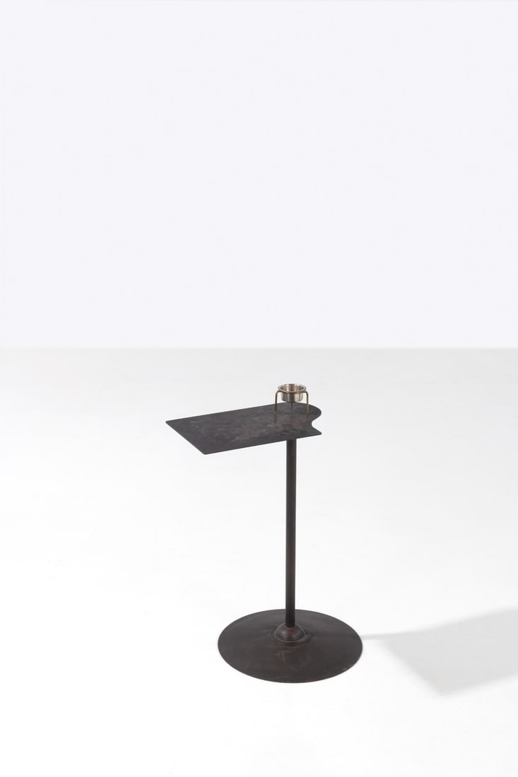 Pierre Chareau (1883-1950) Smoking table - Model ‘SN9’: Pierre Chareau (1883-1950) Smoking table - Model ‘SN9’ Cast iron, brass and chromed metal Model created circa 1929 H 78 × L 54 × W 40 cm Bibliography: - M. Vellay and K.