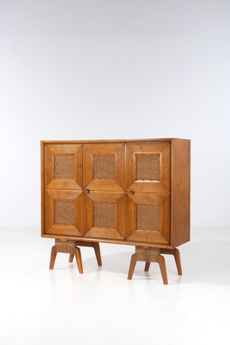 Guglielmo Ulrich (1904-1977) Cabinet: Guglielmo Ulrich (1904-1977) Cabinet Oak, rattan and rope Edited by AR.CA Model created circa 1930 H 139,5 × L 152 × W 51 cm Provenance: ‘Villa di Paola’, Lanzo d’Intelvi,