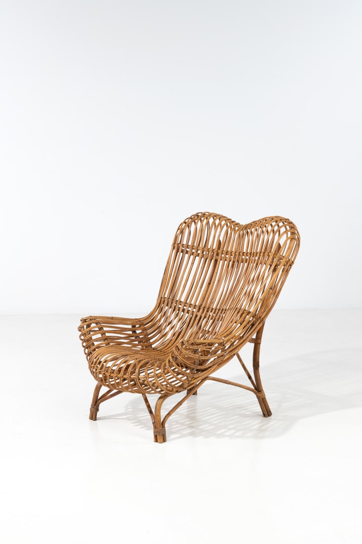 Franco Albini (1905-1977) Armchair – ‘Gala’ Model: Franco Albini (1905-1977) Armchair – ‘Gala’ Model Rattan Model created in the 1950s H 100 × L 82 × W 95 cm Bibliography: G. Gramigna, ‘Repertorio 1950-2000, vol.