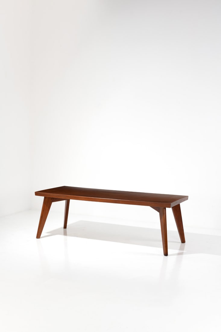 Pierre Jeanneret (1896-1967) Table: Pierre Jeanneret (1896-1967) Table Teak Painted inventory number 'PSA/T/031' on an edge banding Model created circa 1960 H 73 × W 218 × D 90 cm Provenance: Model created for Pendjab