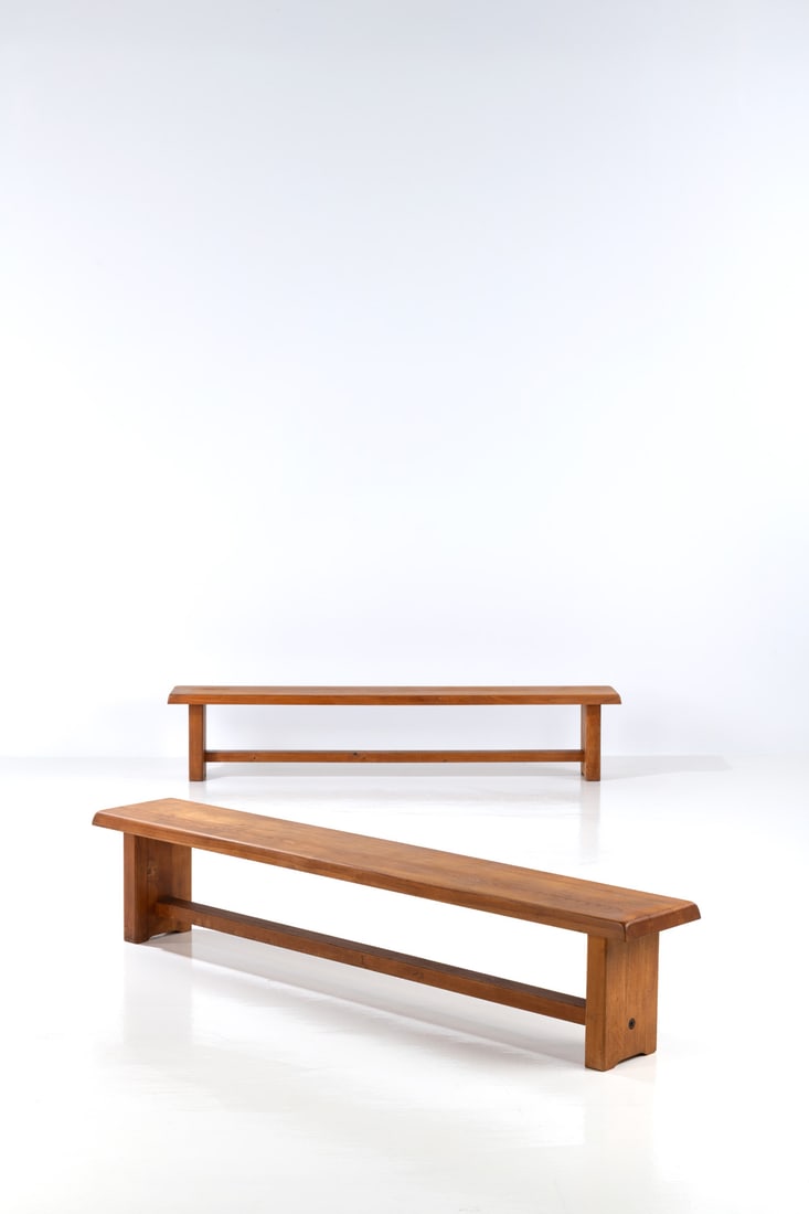 Pierre Chapo (1927-1987) Pair of benches – Model S14D: Pierre Chapo (1927-1987) Pair of benches – Model S14D Elm wood Model created circa 1960 H 43 × L 215 × W 35 cm Bibliography: H. Magen et al., ‘Pierre Chapo, un artisan