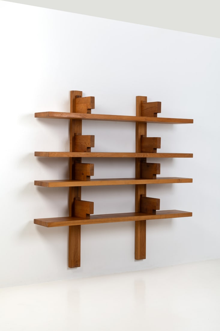 Pierre Chapo (1927-1987) Bookcase – Model B17A: Pierre Chapo (1927-1987) Bookcase – Model B17A Elm wood Model created circa 1966 H 183 × L 183 × W 35 cm Bibliography: H. Magen et al., ‘Pierre Chapo, un artisan moderne’,