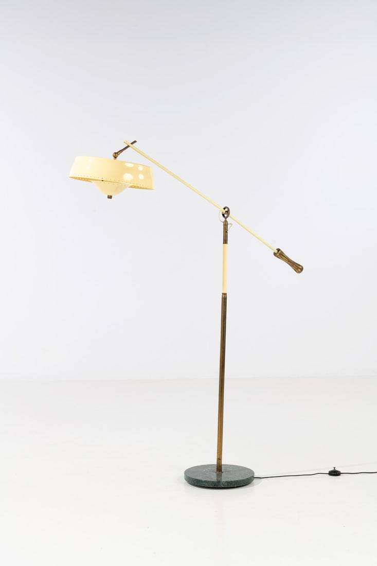 Angelo Lelii (1915-1987) Floor lamp: Angelo Lelii (1915-1987) Floor lamp Marble, brass and aluminum Edition Arredoluce Model created circa 1952 H 156 (variable) x L 125 x Ø 34 (base) cm Bibliography: - A. Pansera, A. Pandoan, A. Pal
