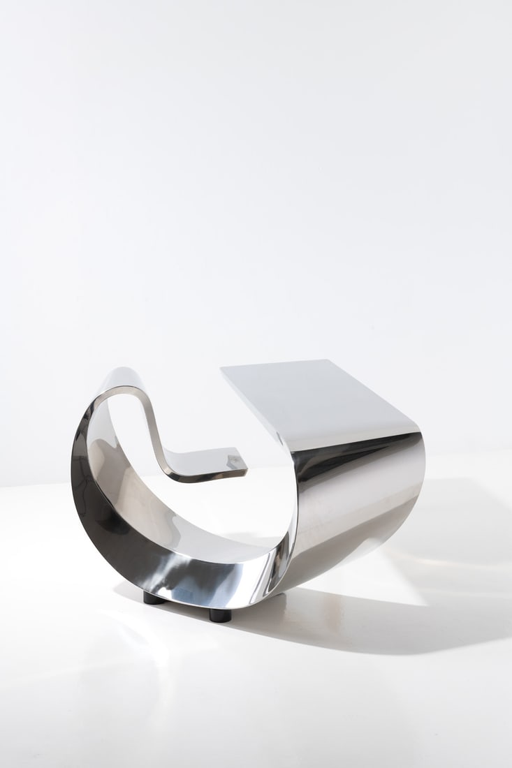 Ben Swildens (born 1938) 'Showrooom Peugeot' desk: Ben Swildens (born 1938) 'Showrooom Peugeot' desk Artist’s proof Mirror-polished stainless steel Edited by Furdess, limited edition of 8 + 2 prototypes + 1 A.P. Signed, numbered and dated under