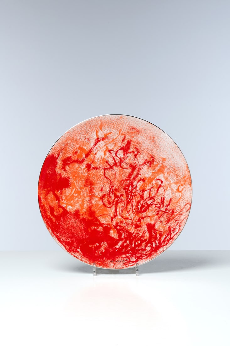 Zao Wou-Ki (1920-2013) Pierre de Feu dish: Zao Wou-Ki (1920-2013) Pierre de Feu dish N° 127/150 Glazed ceramic Signed near the bottom Countersigned, titled, numbered, and bears the manufacturer’s stamp Edition of 150 Ed.