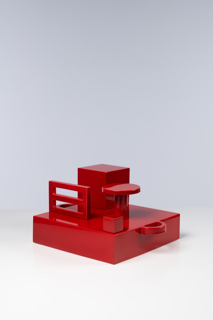 xx Nathalie Du Pasquier (born 1957) Paesaggio Quadrato Rosso (1 of 2)