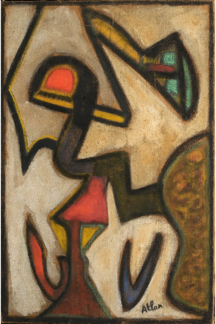 Jean-Michel Atlan (1913-1960) Untitled, 1954-1955 Oil on burlap Signed lower right 81 x 54 cm (1 of 1)