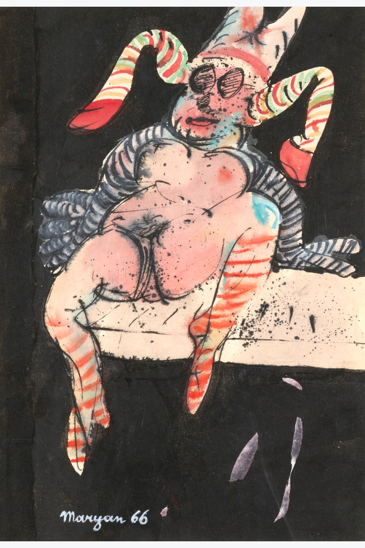 Maryan S: Maryan S. Maryan (1927-1977) Untitled, 1966 Watercolor and India ink on paper Signed and dated lower left 24 x 16.2 cm Provenance: Paul and Jacqueline Canfrère Collection