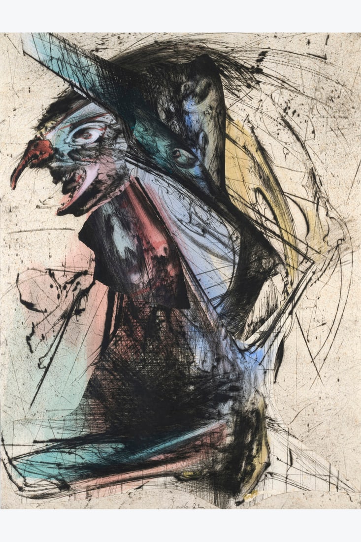 Dado (1933-2010) Untitled, 1982 Mixed media over an engraving background and collage on paper Signed (1 of 1)