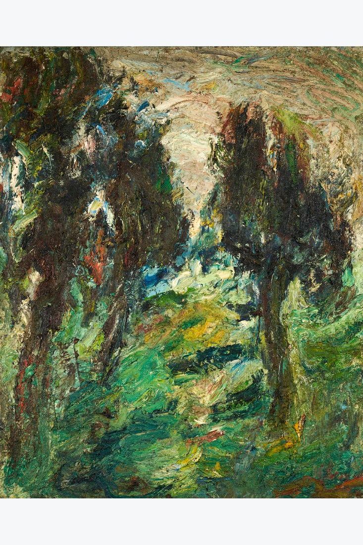 Eugene Leroy (1910-2000) Deux arbres le soir, 1961-1962 Oil on canvas Signed lower right 162 x 130: Eugene Leroy (1910-2000) Deux arbres le soir, 1961-1962 Oil on canvas Signed lower right 162 x 130 cm Provenance: - Galerie Claude Bernard, Paris - Private collection, France - Paul and Jacqueline