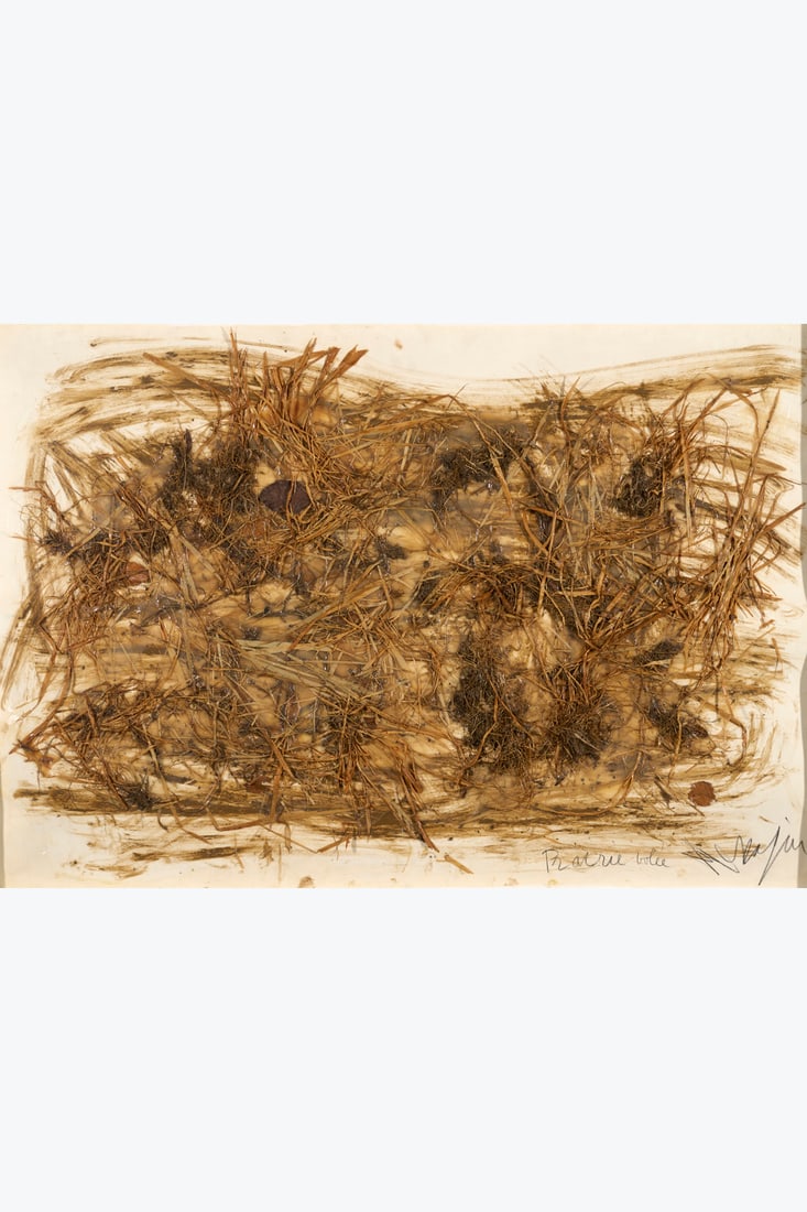 Jean Messagier (1920-1999) Prairie volée, 1968 Mixed media, straw, leaves and resin glued onto (1 of 1)