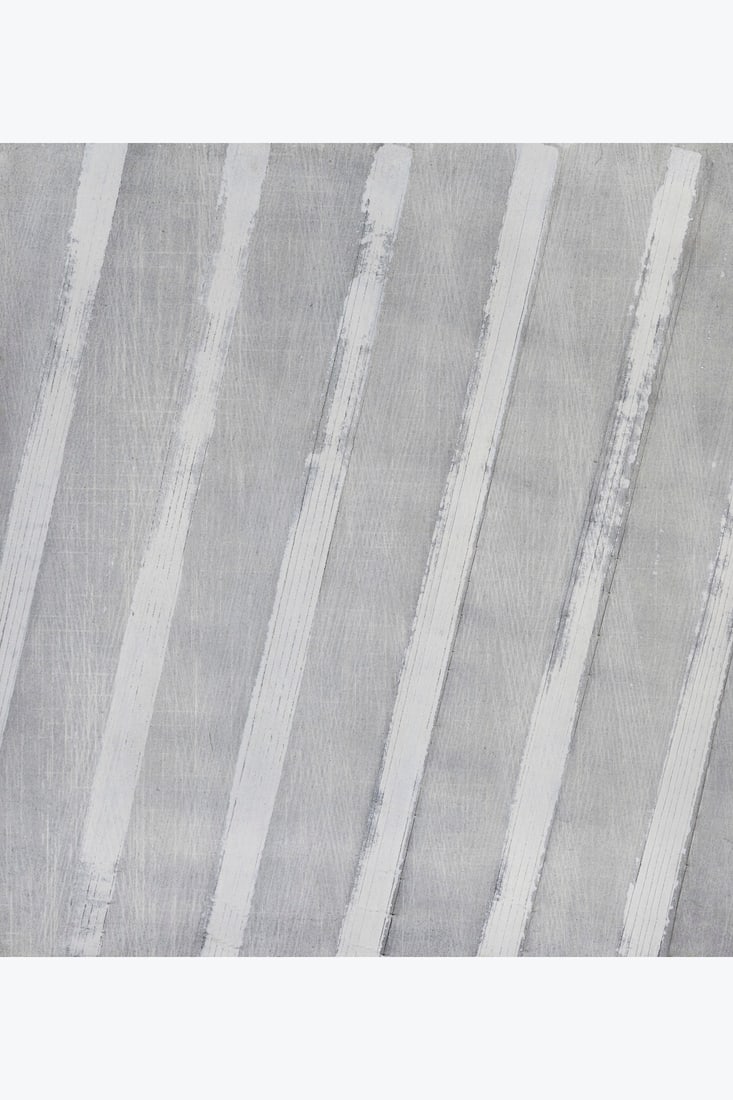 Jean Degottex (1918-1988) Oblique gris, 1984 Acrylic and ink on cotton canvas 106 x 96 cm: Jean Degottex (1918-1988) Oblique gris, 1984 Acrylic and ink on cotton canvas 106 x 96 cm Provenance: - Galerie J. Moussion, Paris - Paul and Jacqueline Canfrère Collection Bibliography: This wor