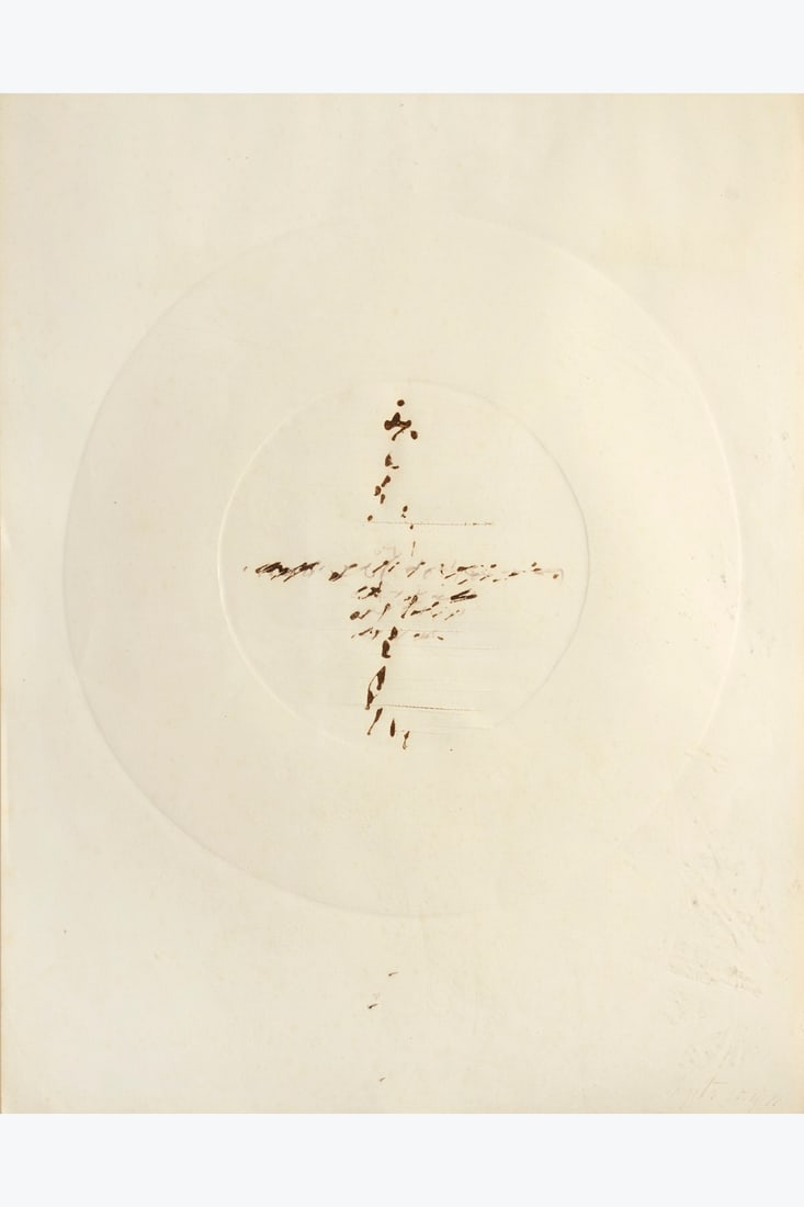 Jean Degottex (1918-1988) Métasphère incisé III, 15: Jean Degottex (1918-1988) Métasphère incisé III, 15.4.66 Indian ink and pigments on embossed card stock Signed and dated lower right 64 x 49.5 cm Provenance: Paul and Jacqueline Canfr&#