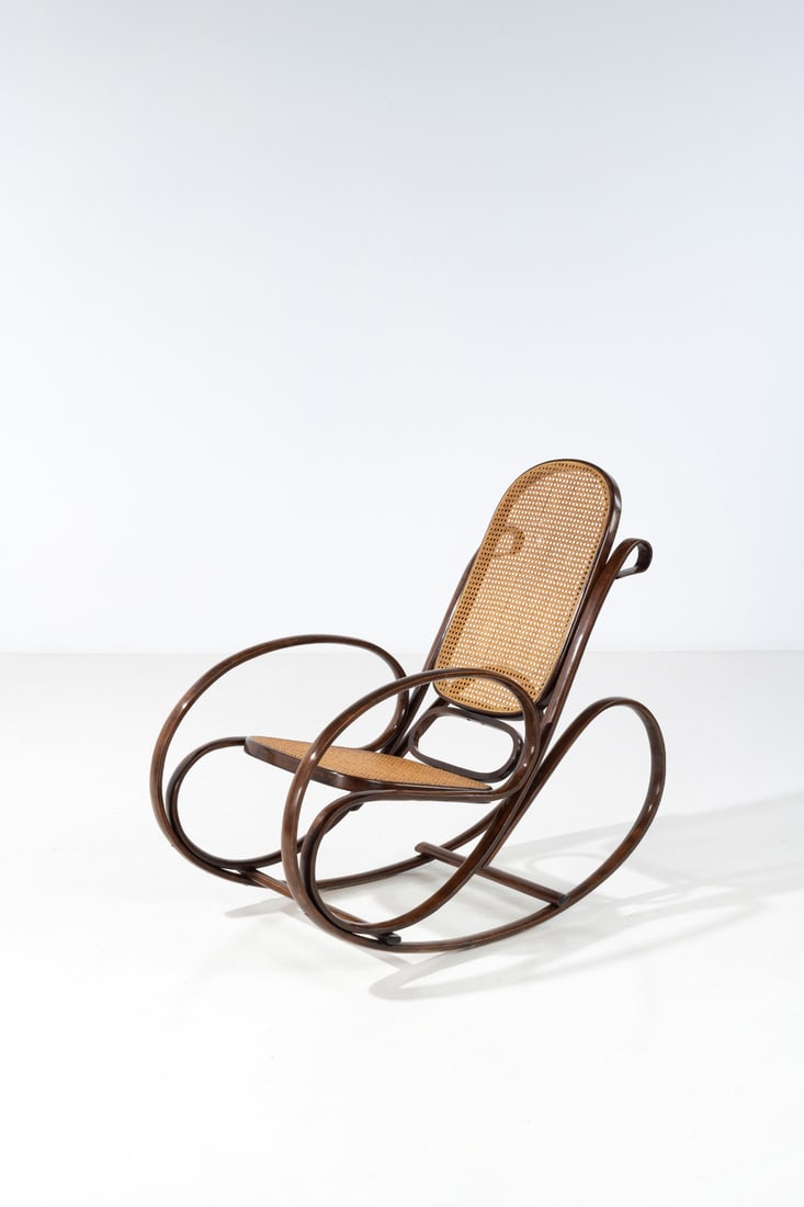 Antonio Volpe (1853-1910) Rocking chair - Model 269: Antonio Volpe (1853-1910)Rocking chair - Model 269Bentwood and caningModel created circa 1939H 105 × L 54 × W 116 cmBibliography: G. Candilis, 'Meubles en Boiscourbé', Karl Krämer 