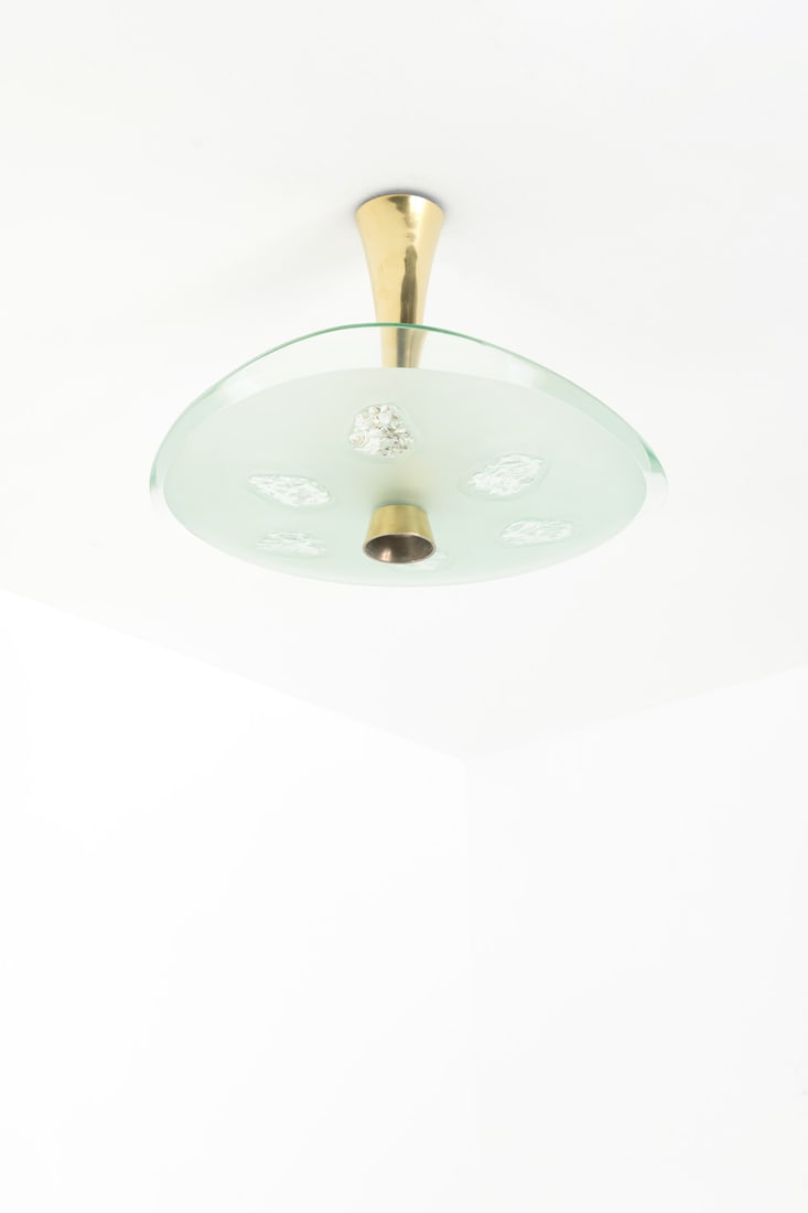 Max Ingrand (1908-1969) Ceiling lamp - Model no. 1748: Max Ingrand (1908-1969)Ceiling lamp - Model no. 1748Brass and glassEdited by Fontana ArteModel created circa 1955H 40 × Ø 55 cmBibliography:- P. E Martin-Vivier, 'Max Ingrand', Ed. Norma,mod