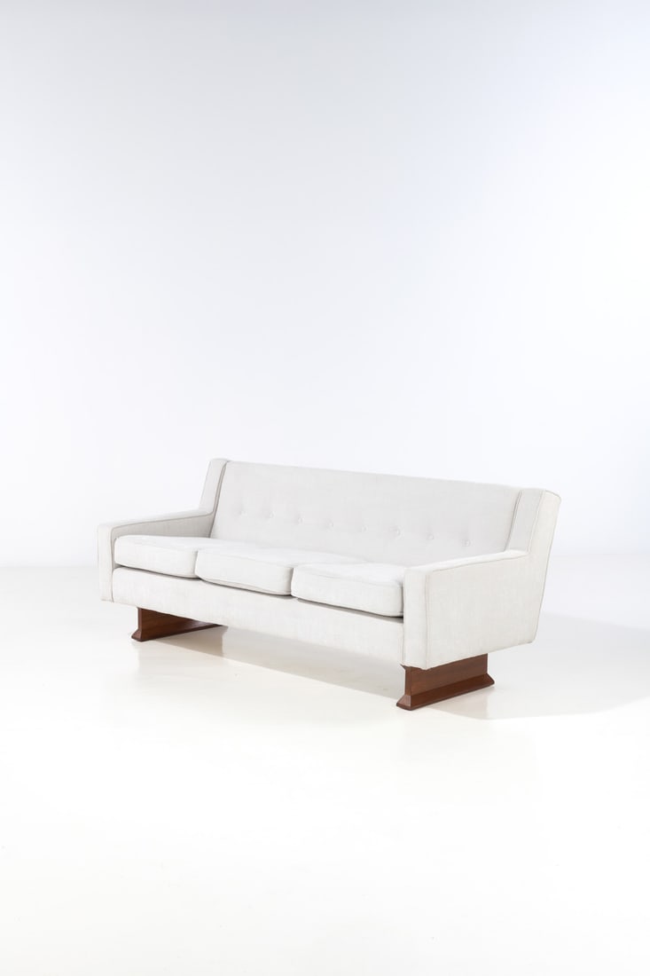 Franco Albini (1905-1977) Sofa - Model DV33: Franco Albini (1905-1977)Sofa - Model DV33Walnut and fabricEdited by PoggiModel created in 1966H 80 × L 200 × W 74 cm