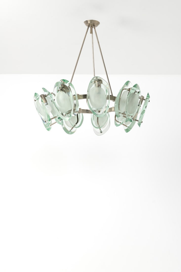 x Max Ingrand (1908-1969) Suspension - Model 2088: x Max Ingrand (1908-1969)Suspension - Model 2088Nickel brass and glassEdited by Fontana ArteModel created circa 1959H 70 × Ø 66 cmBibliography:- 'Specchi nell'arredamento', Vitrum, no. 116,N