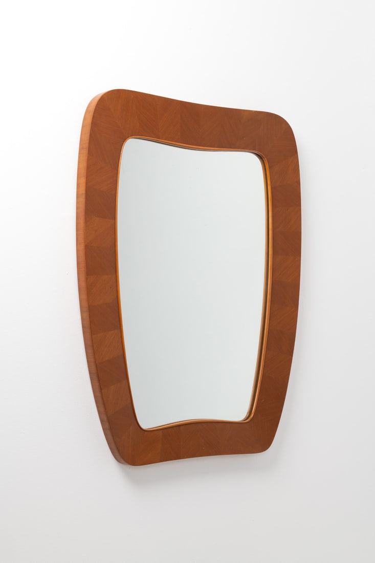 Gio Ponti (1891-1979) Mirror: Gio Ponti (1891-1979)MirrorSapele veneer borderEdited by Casa e GiardinoManufacturer’s stampModel created circa 1930H 93 × L 68 × W 4 cmExpertise conducted by the Gio Ponti Archives.