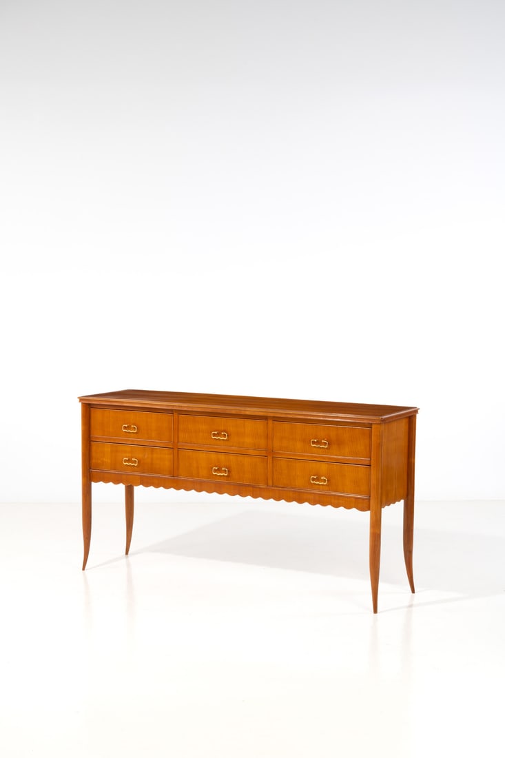 Paolo Buffa (1903-1970) Chest of drawers: Paolo Buffa (1903-1970)Chest of drawersCharrywood and brassEdited by Serafino Arrighi, CantùModel created circa 1940H 92 × L 169 × W 45,5 cmBibliography: R. Aloi, 'L’Arredamento