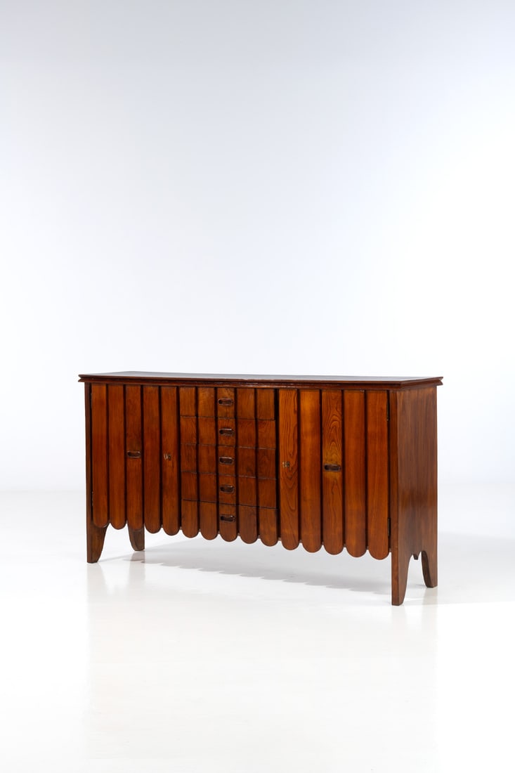 Gio Ponti (1891-1979) Sideboard: Gio Ponti (1891-1979)SideboardStained oak and brassEdited by Casa e GiardinoModel created in the late 1930sH 101 × L 187 × W 47 cmBibliography: Domus no. 135, March 1939, p. 81 bedwith a
