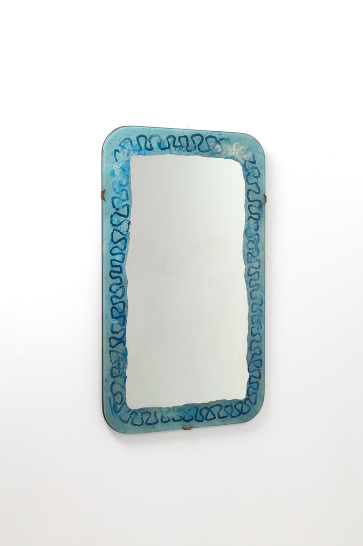 Dulio Barnabé, 'Dubé'(1914-1961) Mirror: Dulio Barnabé, 'Dubé'(1914-1961)MirrorMirror and eglomized glassEdited by Fontana ArteManufacturer’s labelModel created in the 1950sH 110 × L 65 × W 3 cm