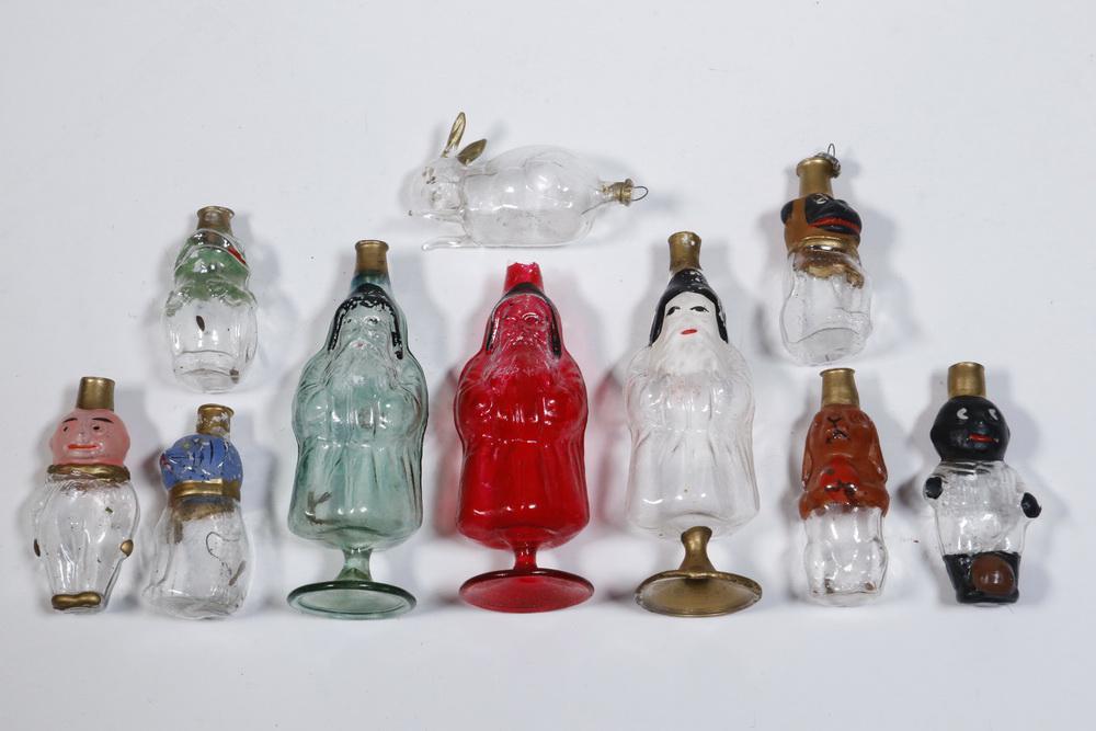 (10) VICTORIAN MOLD BLOWN MINIATURE CHRISTMAS ORNAMENTS (1 of 2)