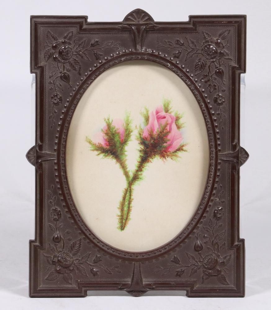 DIATITE GUTTA PERCHA FRAME WITH WATERCOLOR PAINTING (1 of 2)
