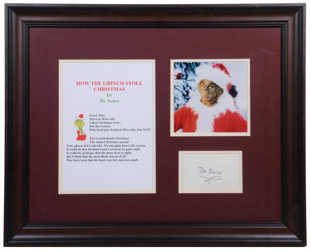 DR. SEUSS AUTOGRAPH FRAMED WITH JIM CARREY GRINCH (1 of 3)