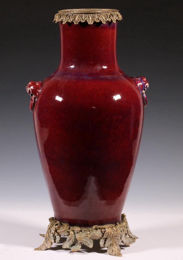 CHINESE BRASS MOUNTED SANG DE BOEUF VASE (1 of 4)