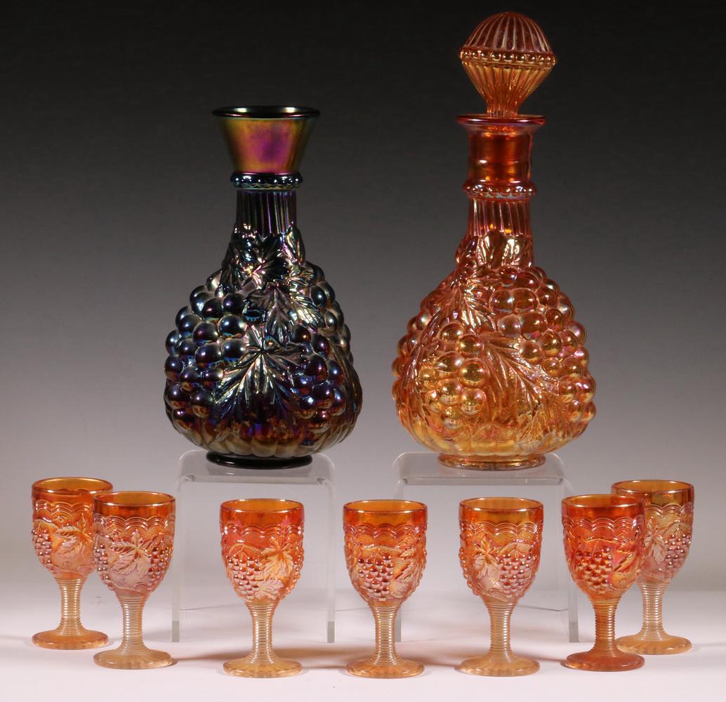 (9 PCS) IMPERIAL "GRAPE" CARNIVAL GLASS STEMS AND (1 of 1)