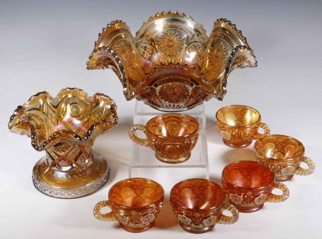 (8 PCS) IMPERIAL "FASHION" MARIGOLD CARNIVAL GLASS (1 of 2)