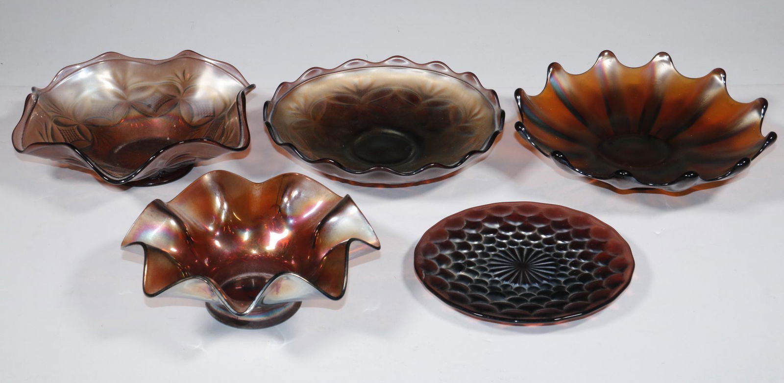 (5 PCS) AMETHYST CARNIVAL GLASS (1 of 2)