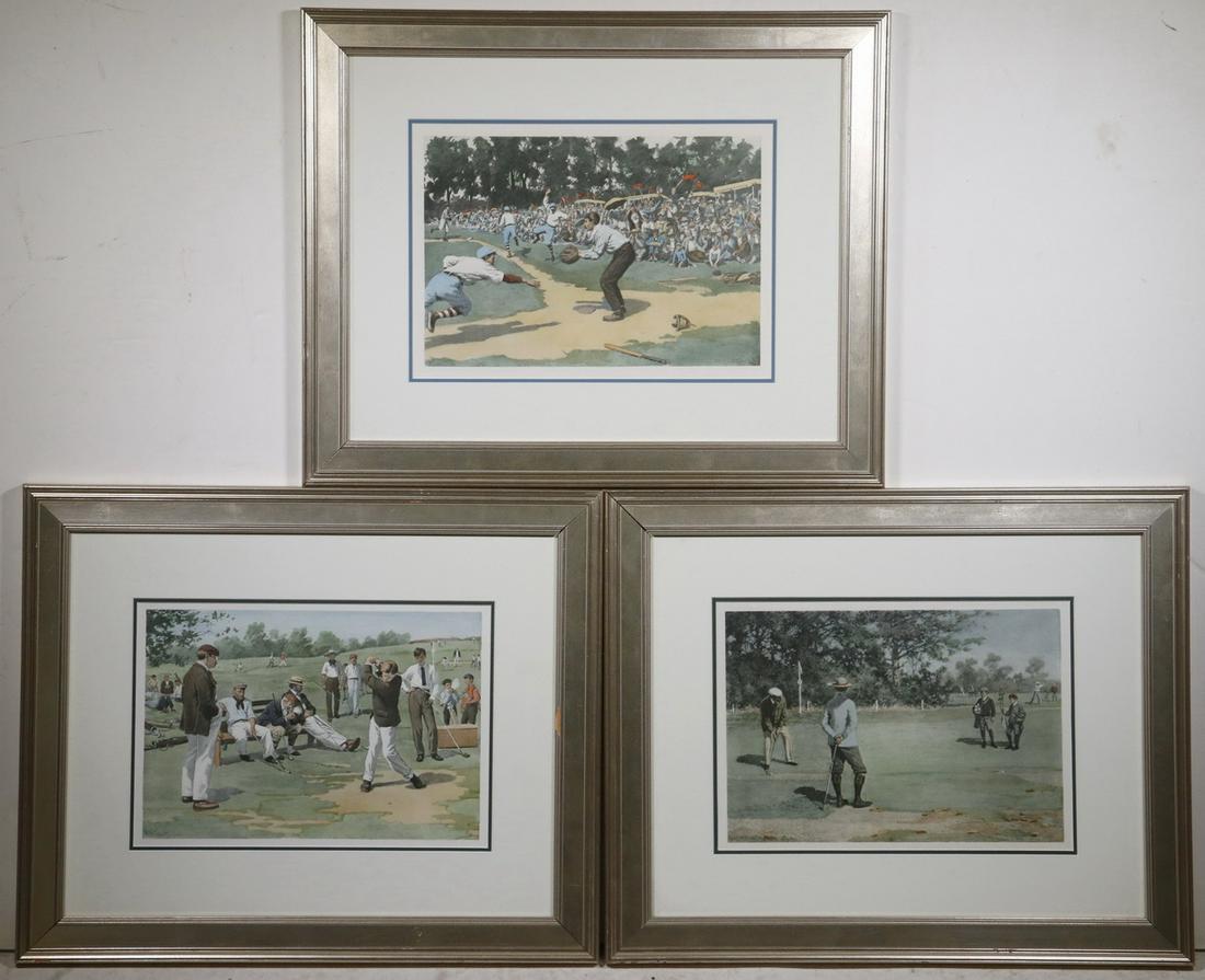 (6) ARTHUR BURDETT FROST (US, 1851-1928) SPORTING: Group of (5) Golf and (1) Baseball images, lithographs, in matching silvered wooden frames with double mats, golfing prints: OS: 23 3/4" x 20 3/4", Image: 13" x 9 3/4", baseball prints: OS: 20 1/2" x
