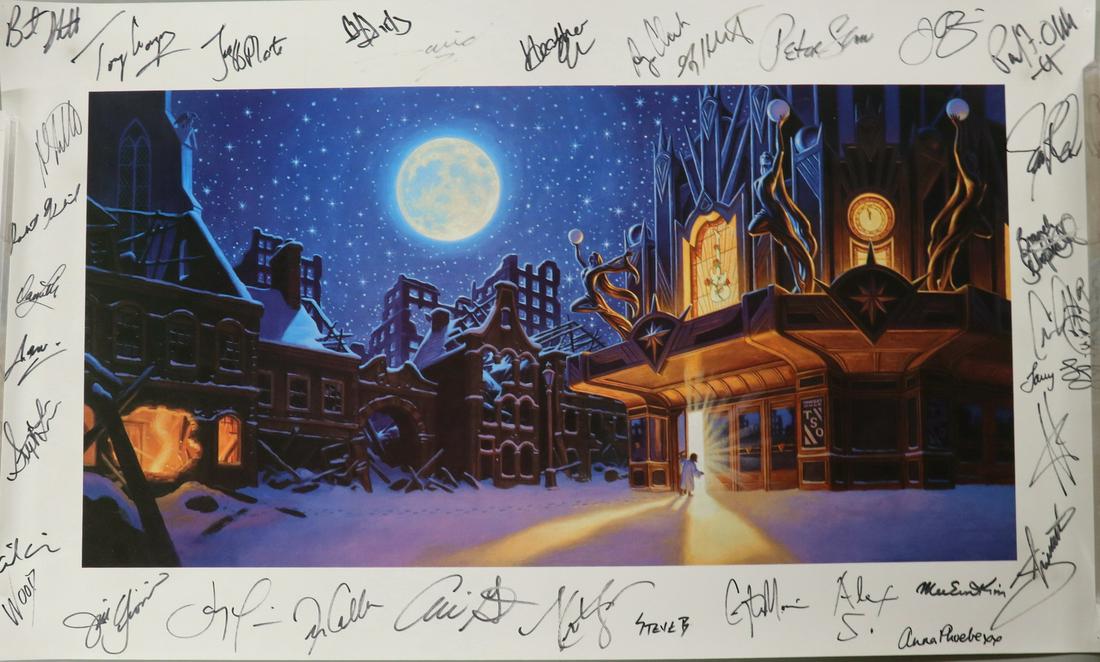 SIGNED TSO CONCERT POSTER: Canvas Print Trans-Siberian Orchestra Concert Poster, Winter 2005 East Coast Band, signed by 33 members, including founder Paul O'Neill upper right corner, artwork by Greg Hildebrandt. Unframed, rolle