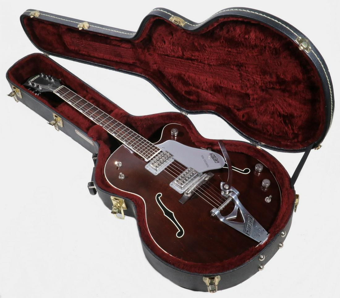 ELECTRIC GUITAR, GRETSCH: Gretsch G6119T-62GE 1962 Chet Atkins Tennessee Rose with Bigsby Deep Cherry Stain, 2016 re-issue made in Japan, Hollow Body with single cutaway, Bigsby tremolo, rosewood fingerboard with MOP markers,