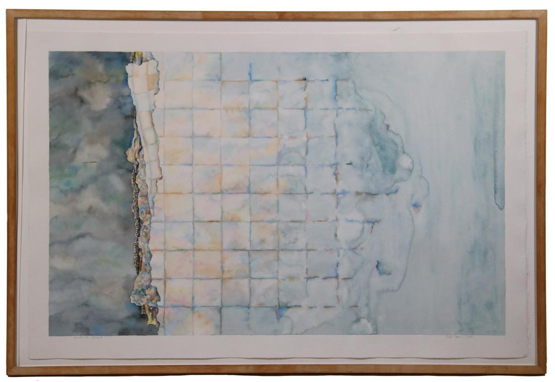 TODD STONE (NY/PA, 1951 - ): "Coastal II, Study A", watercolor on Arches paper, titled, signed and dated 1981, in maple box frame, matted under UV plexi, OS: 28 3/4" x 42 1/4", SS: 22 1/4" x 36". Good condition.