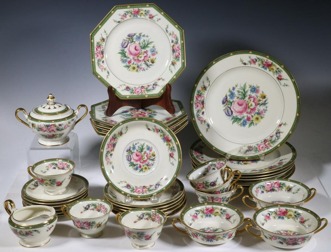 (38 PCS) ROSENTHAL "VALENCIA" CHINA: (38) Piece Set of Rosenthal-Continental German China in the Valencia Pattern, service for six, incl: (6) 10 1/2" diam. dinner plates; (6) hexagonal 8 7/8" diam. luncheon plates; (6) 6 3/8" x 5 1/4" do