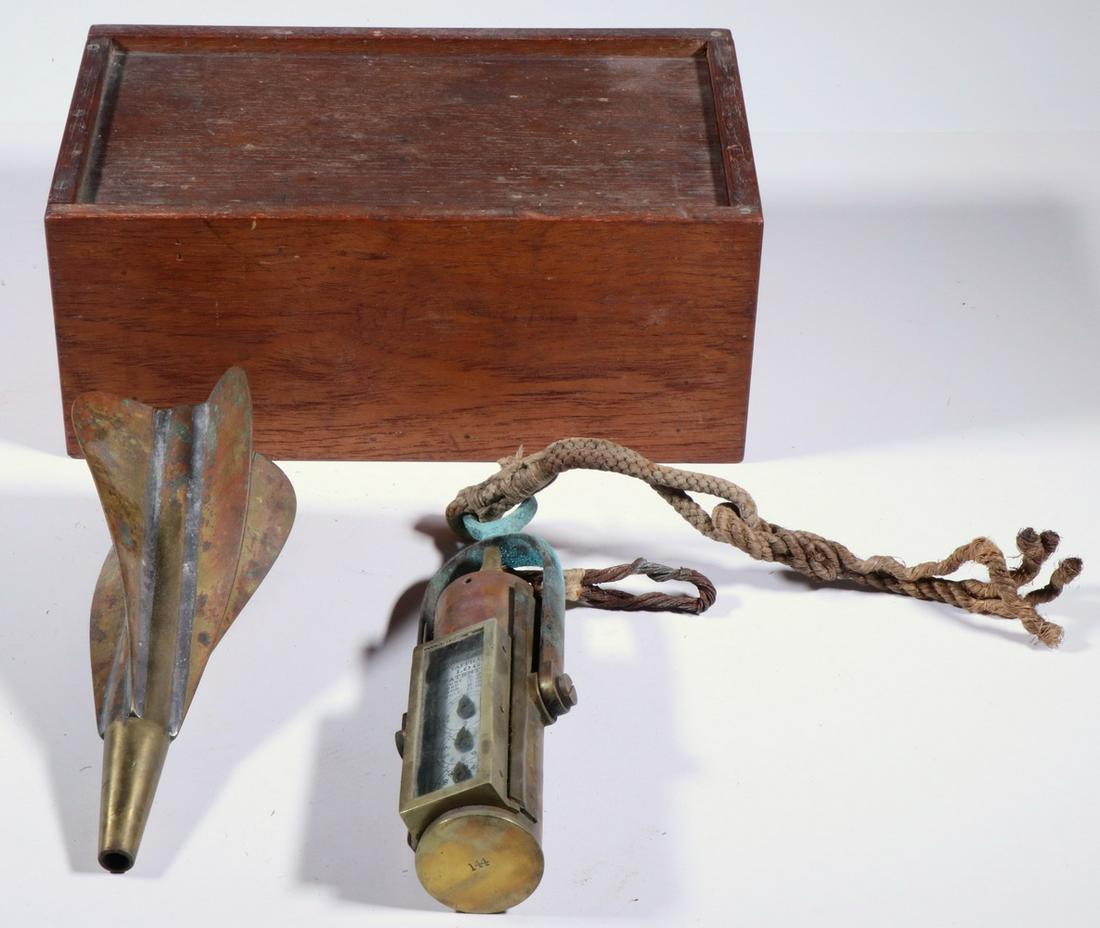 19TH C. BRITISH BRASS TAFFRAIL IN ORIGINAL MAHOGANY BOX (1 of 1)