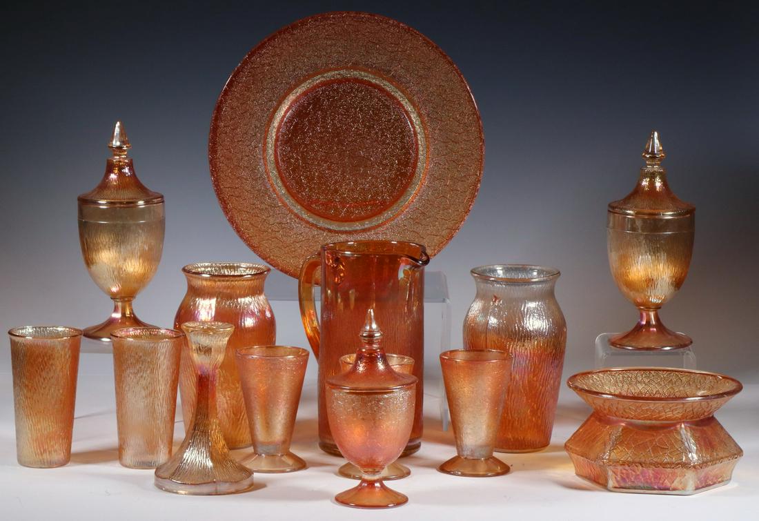 (14 PCS) CRACKLE PATTERN CARNIVAL GLASS (1 of 2)