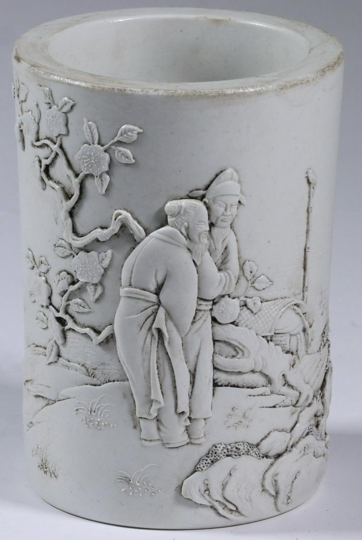 CHINESE BISCUIT PORCELAIN BRUSH POT (1 of 3)